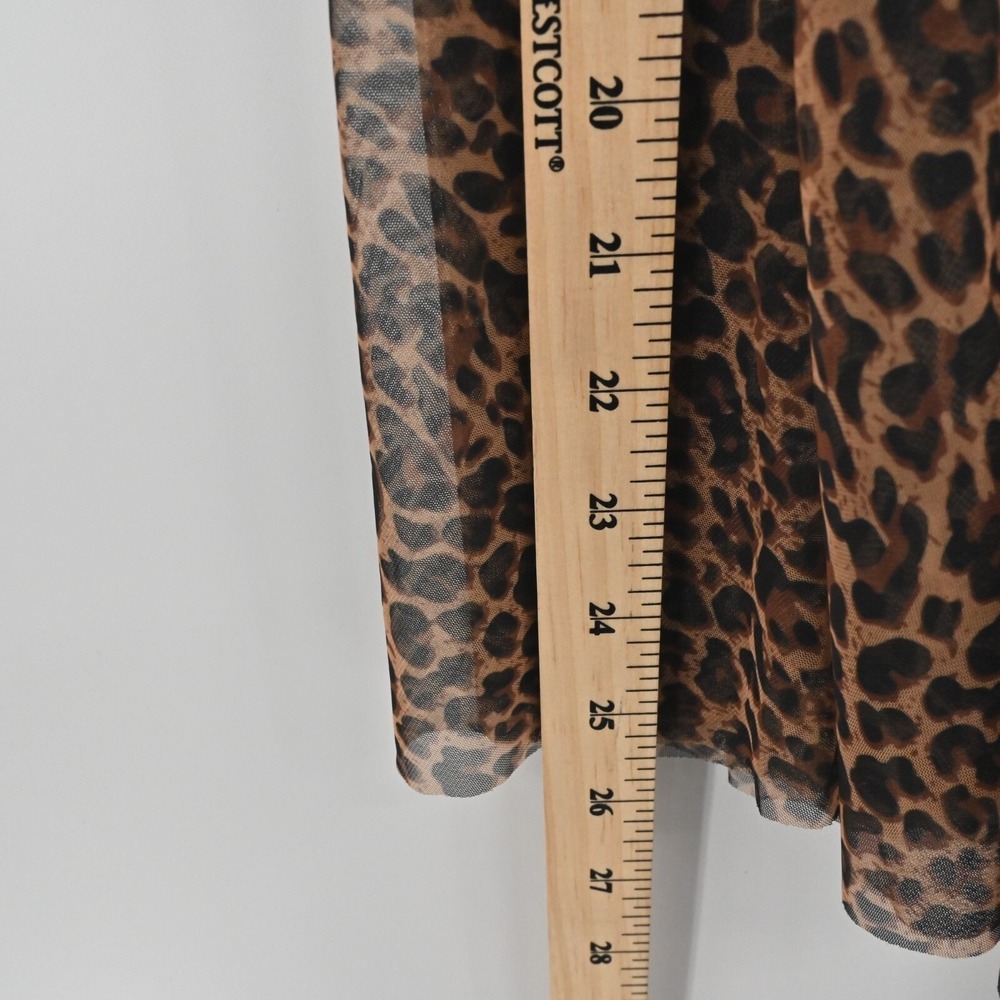 House of House of Chic Mesh Maxi Dress Womens Size S Brown Bell Sleeve Leopard - Picture 7 of 15
